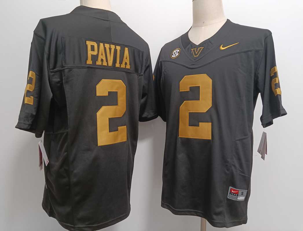 Mens Vanderbilt Commodores #2 Diego Pavia Black Gold FUSE College Football Jersey->vanderbilt commodores->NCAA Jersey
